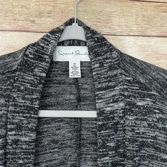 French Laundry Women’s Black And Gray Fringe Cardigan Sweater Plus Size: 1X - Picture 5 of 10